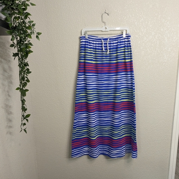 Tommy Hilfiger Women Blue Red Cotton Striped Maxi Skirt Casual Pockets Spring S - Picture 2 of 14